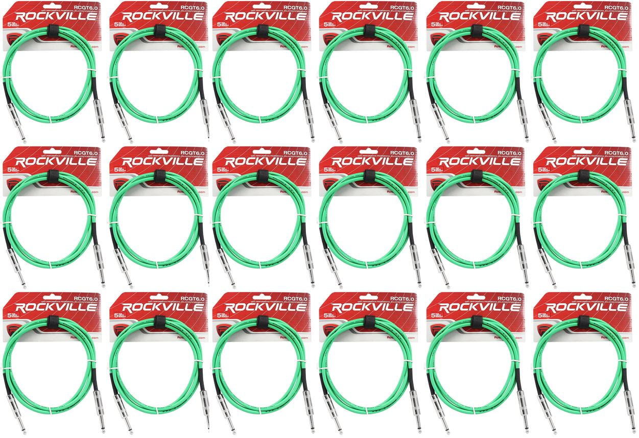 18 Rockville RCGT6.0G 6'  1/4" TS to 1/4'' TS Guitar/Instrument Cable