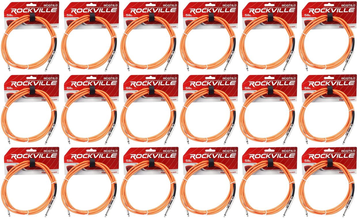 18 Rockville RCGT6.0O 6'  1/4" TS to 1/4'' TS Guitar/Instrument Cable