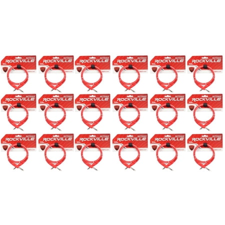 18 Rockville RCTR103R Red 3' 1/4'' TRS to 1/4'' TRS Cable 100% Copper