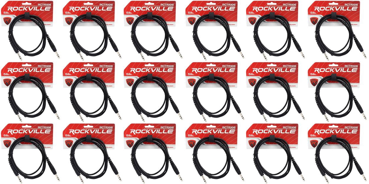18 Rockville RCTR106B Black 6' 1/4'' TRS to 1/4'' TRS  Cable 100% Copper