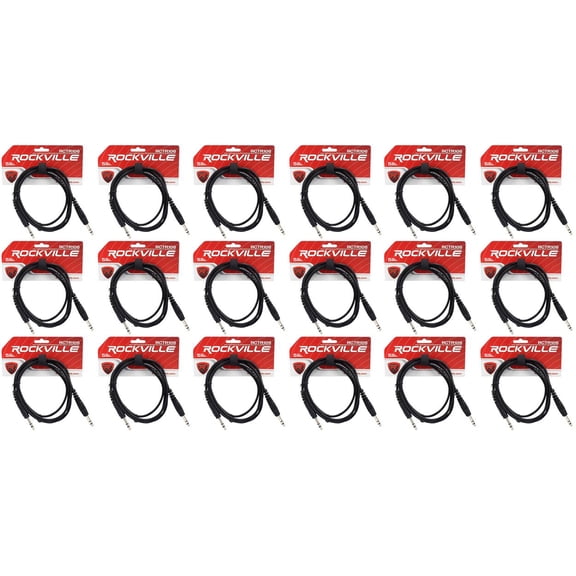 18 Rockville RCTR106B Black 6' 1/4'' TRS to 1/4'' TRS  Cable 100% Copper