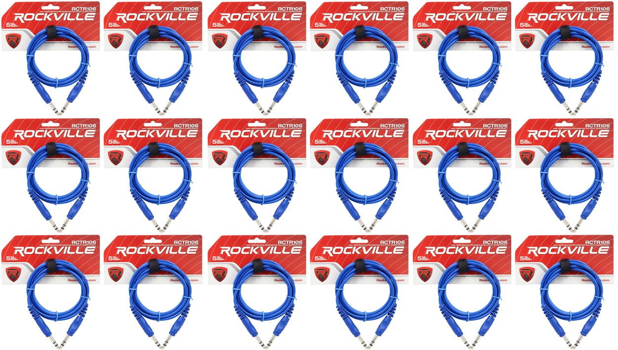 18 Rockville RCTR106BL Blue 6' 1/4'' TRS to 1/4'' TRS  Cable 100% Copper