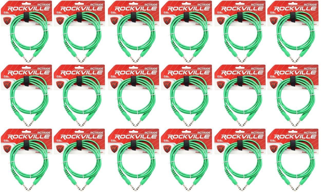 18 Rockville RCTR106G Green 6' 1/4'' TRS to 1/4'' TRS  Cable 100% Copper