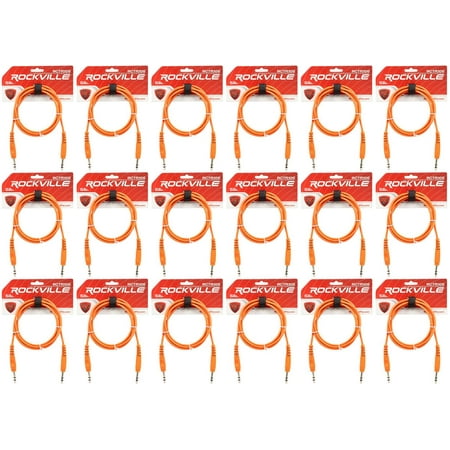 18 Rockville RCTR106O Orange 6' 1/4'' TRS to 1/4'' TRS Cable 100% Copper