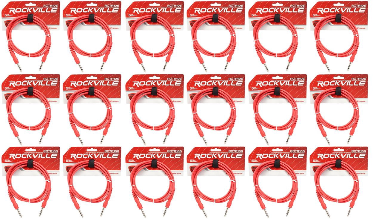 18 Rockville RCTR106R Red 6' 1/4'' TRS to 1/4'' TRS  Cable 100% Copper