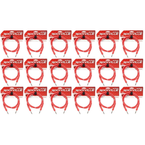 18 Rockville RCTR106R Red 6' 1/4'' TRS to 1/4'' TRS Cable 100% Copper