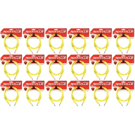 18 Rockville RCTR106Y Yellow 6' 1/4'' TRS to 1/4'' TRS Cable 100% Copper