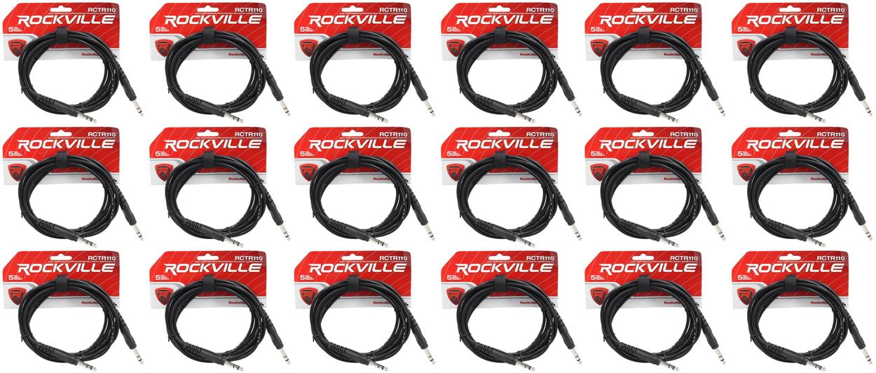18 Rockville RCTR110B Black 10' 1/4'' TRS to 1/4'' TRS  Cable 100% Copper