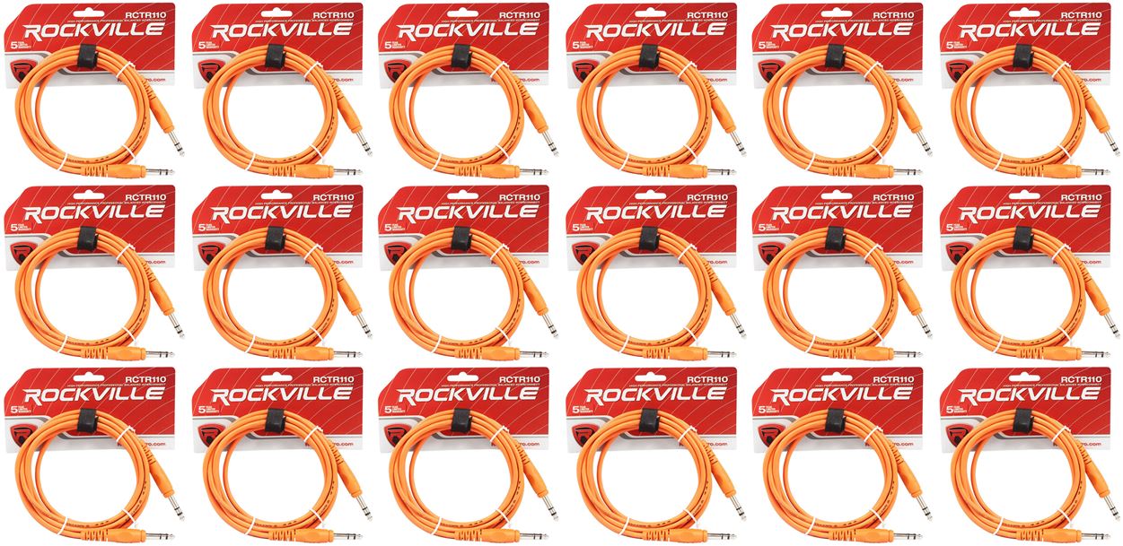 18 Rockville RCTR110O Orange 10' 1/4'' TRS to 1/4'' TRS  Cable 100% Copper