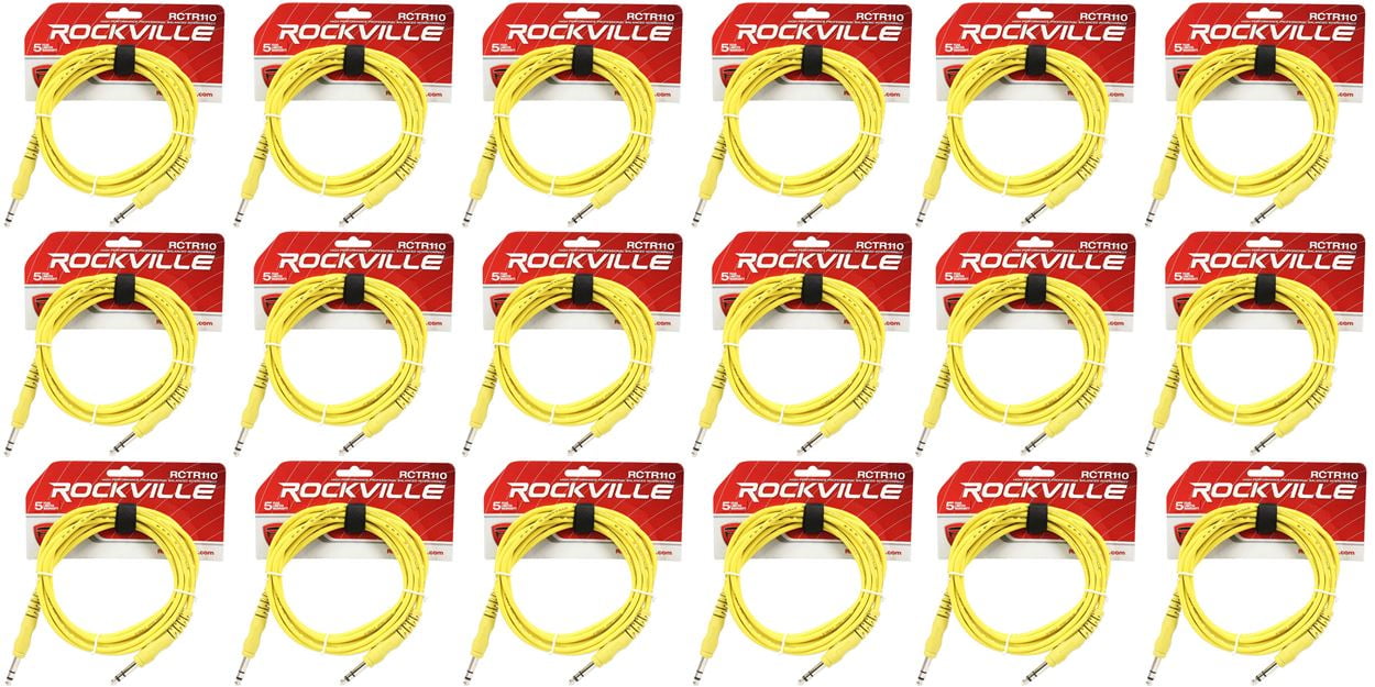 18 Rockville RCTR110Y Yellow 10' 1/4'' TRS to 1/4'' TRS  Cable 100% Copper