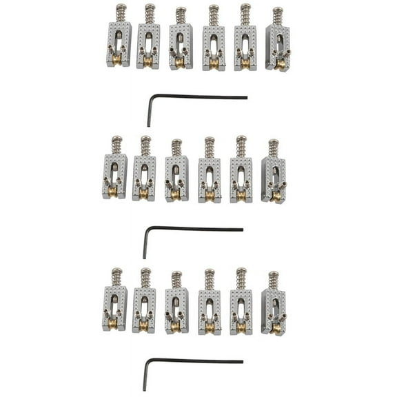 18 Roller Bridge Tremolo Saddles with Wrench for Fender Strat Tele Electric Guitar Chrome Color