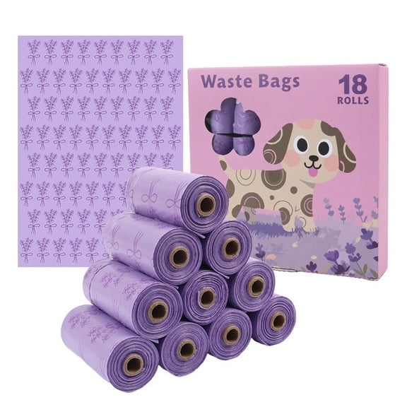 18 Rolls 270 Count Scented Biodegradable Dog Poop Bags, 12X8 Inch Compostable Purple Dog Waste Bags for Pet Walking and Daily Use