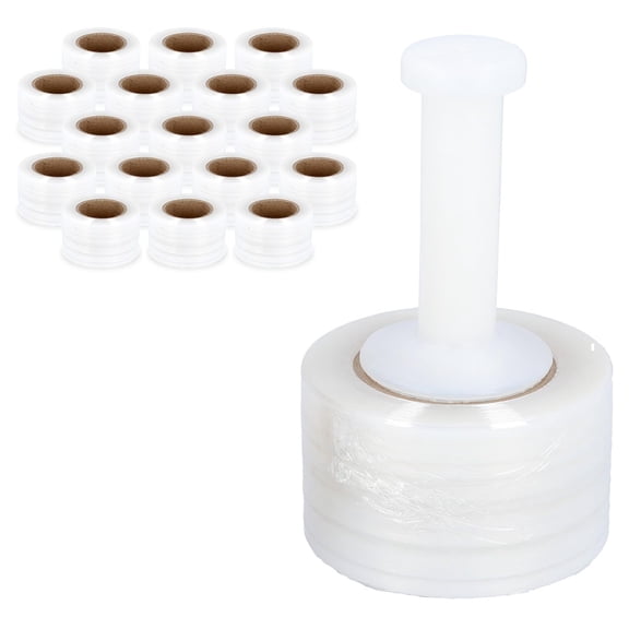 18 Rolls 3 Inch x 1000 Feet 50 Gauge Mini Stretch Film/Wrap with Plastic Handle, Industrial Strength Clear Shrink/Plastic Wrap for Moving, Packing, Shipping, Bundling & Storage