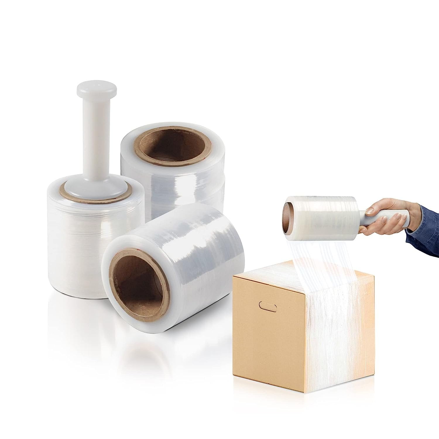 18 Rolls of Bundling Stretch Film 3" x 1000' with Handles. 80 Gauge