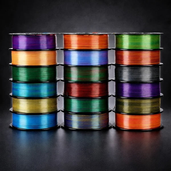 18 Rolls Dual Color Silk PLA Filament Set, 1.75mm Glossy Shiny Co-Extrusion 3D Printer Filament for Art & Decorative Prints