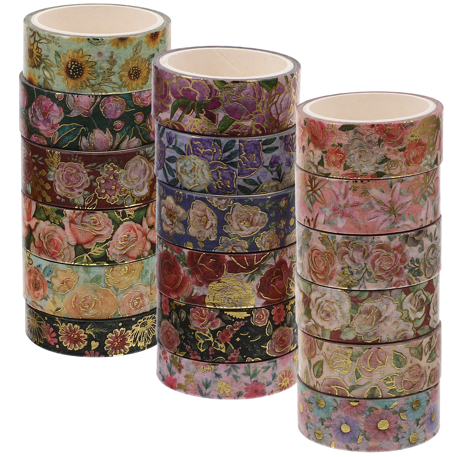 18 Rolls Floral Stickers Flower Craft Making Scrapbook Tape Decor