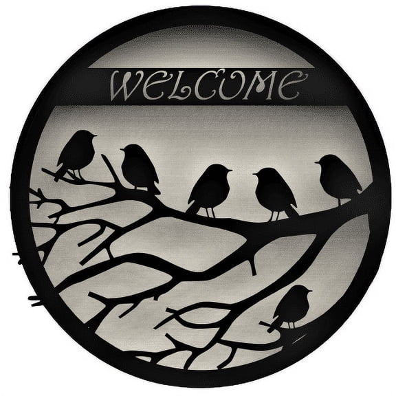 18" Round 1.75" Deep Welcome Wall Décor with Birds