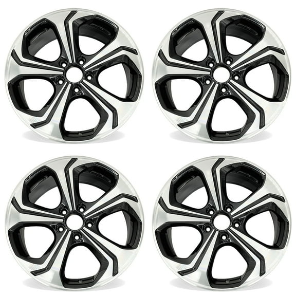 18" SET OF 4 18X7.5  Machined BLACK Wheels For 2014 2015 Honda Civic OEM Design Replacement Rim