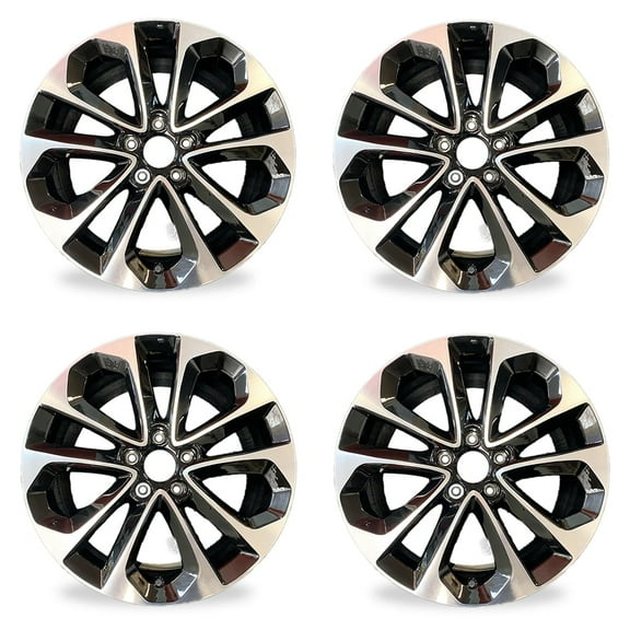 18" SET OF 4 New 18x8 Alloy Wheels For 2013-2015 Honda Accord Machined Black OEM Design Replacement Rim