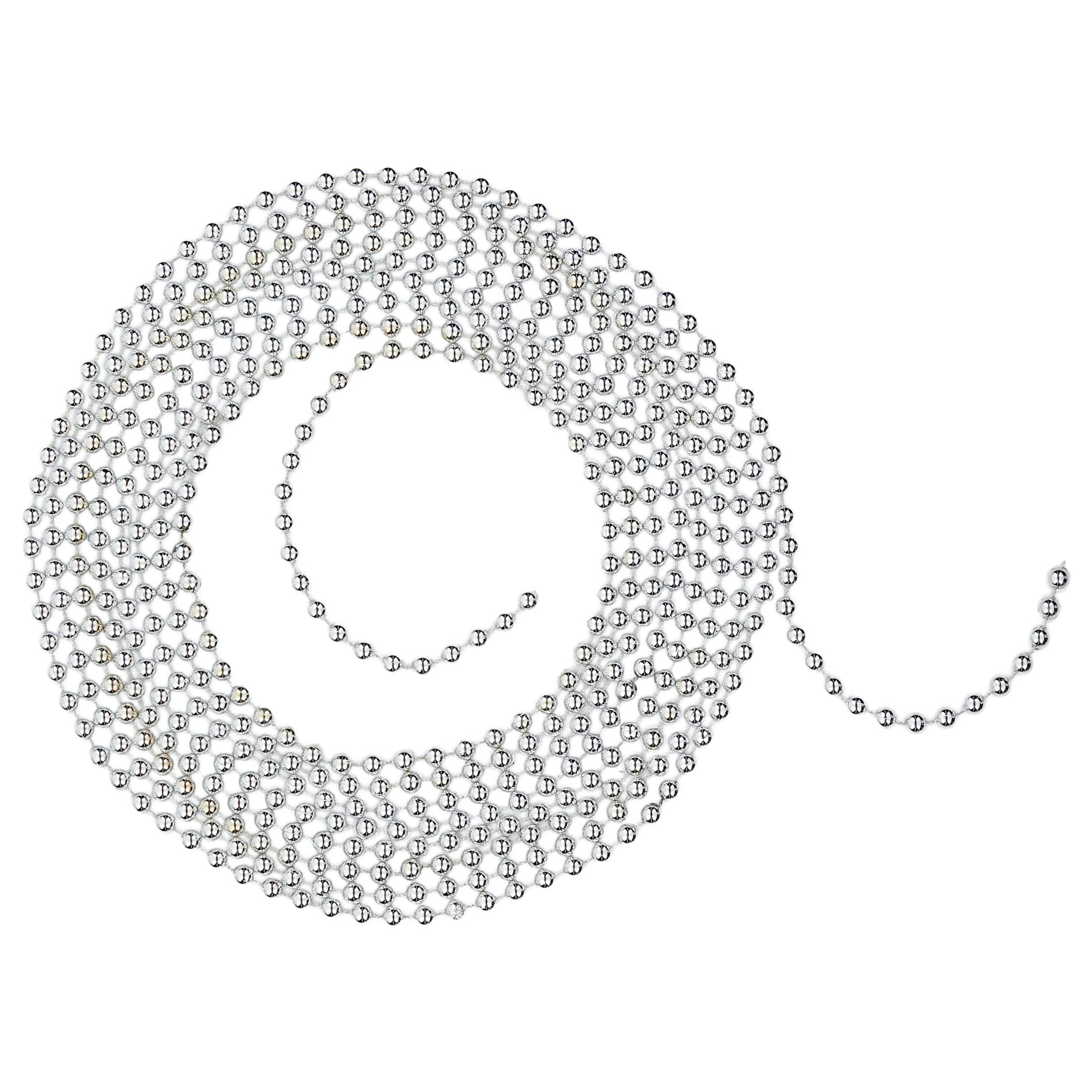 Plastic Metallic Bead Christmas Garland, Silver, 18', by Holiday Time