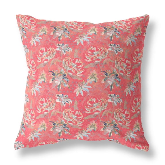 18†Salmon Red Roses Indoor Outdoor Throw Pillow