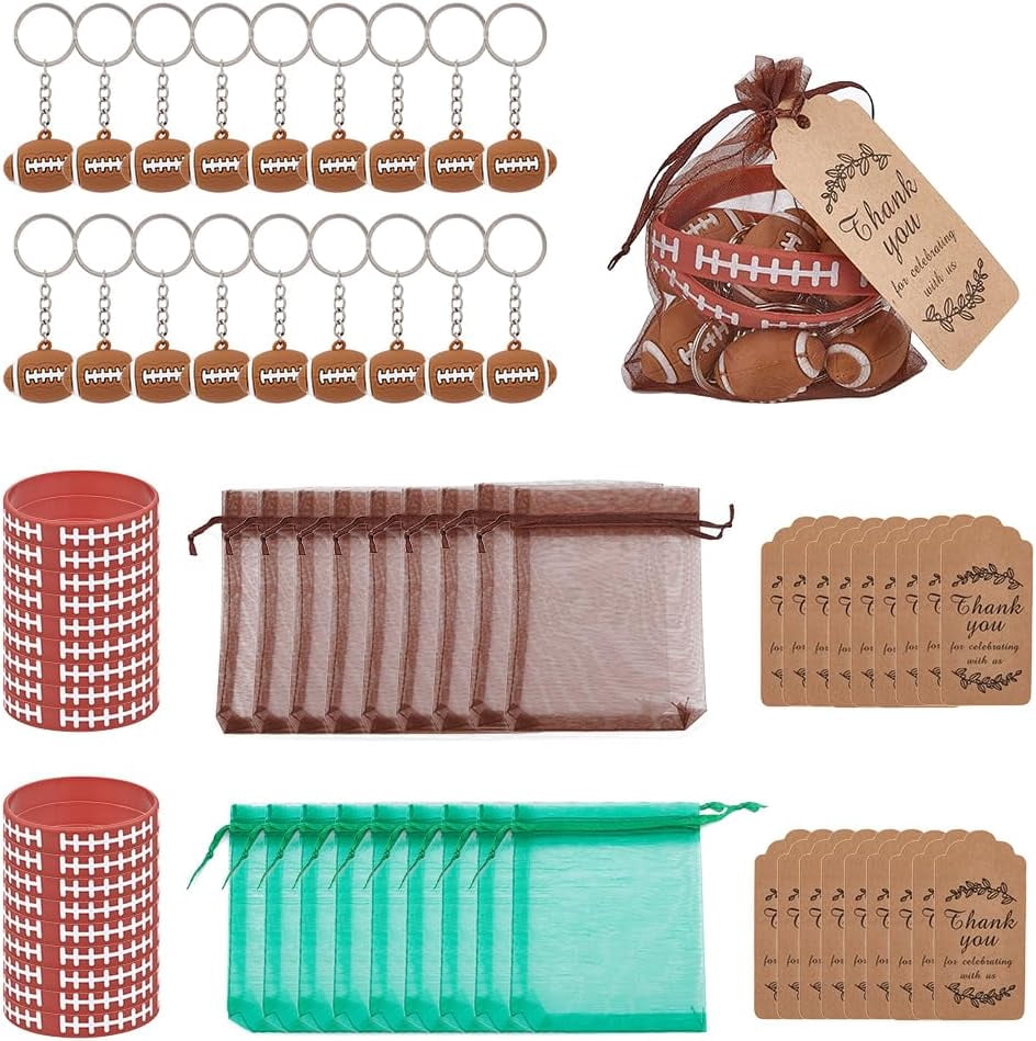 18 Set Football Party Favors Set with Rugby PVC Plastic Keychain ...