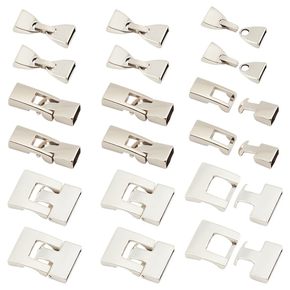 18 Sets 3 Style Tibetan Style Alloy Snap Lock Clasps Antique Silver 28~34x12~22.5x4~7mm Hole: 4~19.5x2~9.5mm 6sets/style