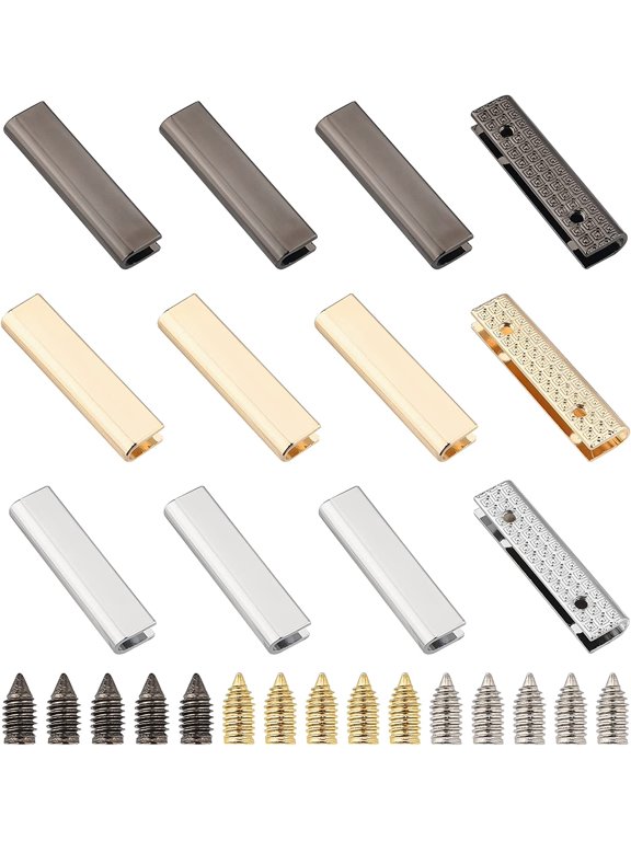 18 Sets Metal Belt Tip with Screws 1.56 Inch Wide Bag Decorative Buckles