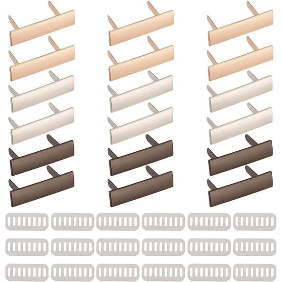 18 Sets Metal Stamping Blank Tags 3 Colors Alloy Rectangle Handmade Label Personalized Name Logo Label with Shims Decorative Marker Tags for Jean Shoes Clothes Bag Label Sign 1.5x0.7x0.4 Inch