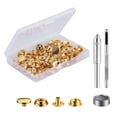 thumbnail image 1 of 18 Sets Press Studs Cap Button, Stainless Steel Snap Fasteners Kit with Hand Fixing Tools, Instant Metal Buttons No-Sew Clips Snap for Bags, Jeans, Clothes, Fabric, Leather Craft(Gold), 1 of 6