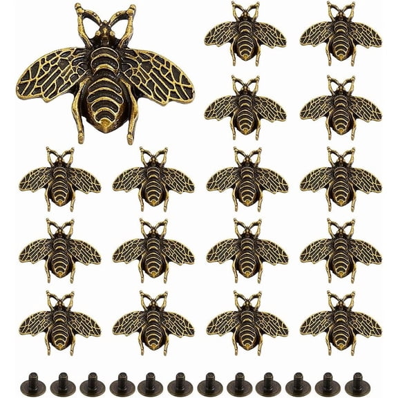 18 Sets Retro Gold Little Bee Buttons Craft Purses Leather Decorative Screw Back Rivet Metal Conchos Buttons