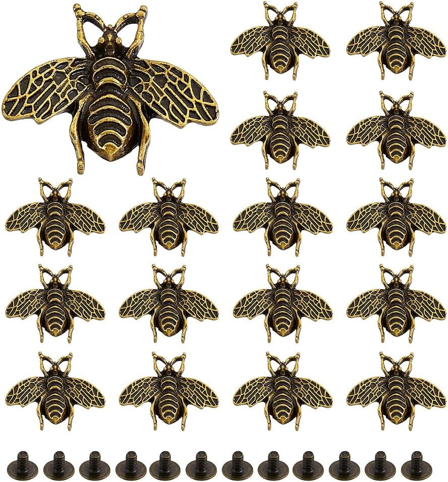 18 Sets Retro Gold Little Bee Buttons Craft Purses Leather Decorative ...