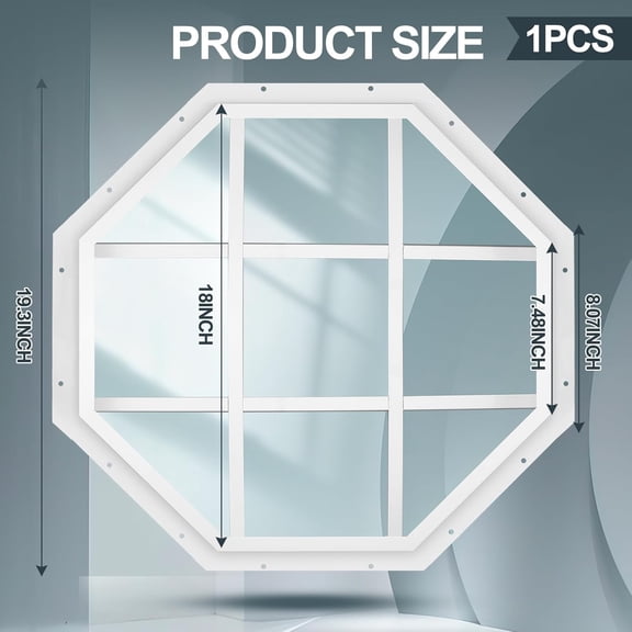 18" Shed Window with Grids Octagon White Flush Mount Shed Window with Tempered Glass Aluminum Household Windows for Playhouses Barns Chicken Coop$$Tools & Hardware Other