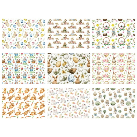18 Sheets Happy Easter Wrapping Paper Sheet 19 X 27 Inches, Buuny,Egg,Blooming Flowers for Spring Easter Birthdays Garden Party Supplies Gifts Decoration