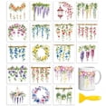 thumbnail image 1 of 18 Sheets Rub On Transfers Crafts Flower Garlands 3.6"x3.9" UV DTF Cup Wrap Waterproof Cold Transfers Stickers, 1 of 8