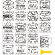 18 Sheets Rub On Transfers for Crafts Cold Transfers Stickers for Wood Furniture Decals Glass Porcelain Leather Canvas Projects 4.3 * 3.9inch(Retro and Inspirational Quotes)