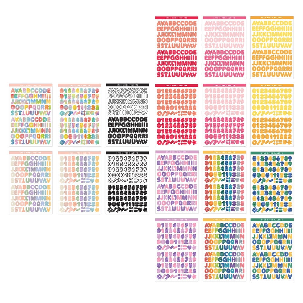 18 Sheets of Number Letter Decals Small Alphabet Stickers Scrapbook