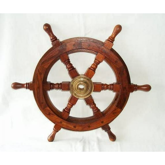 18" Ship Wheel (Natural Wood)