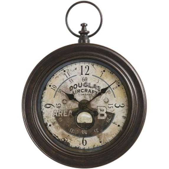 18" Silent Wall Clock, Vintage Pocket Watch Design, Non-Ticking Quartz Battery Operated Decorative Clock for Living Room, Home, Office, Dark Bronze