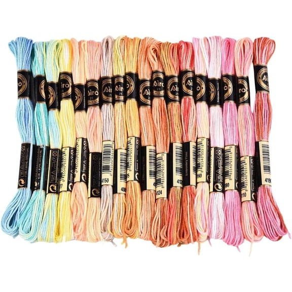 18 Skeins 6 Strands Colorful Embroidery Floss Variegated Gradient Stitch Thread Needlepoint Friendship Bracelets Yarn String Threads Bulk