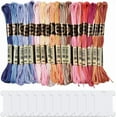 thumbnail image 1 of 18 Skeins 6 Strands Colorful Variegated Embroidery Floss Bulk Polyester Gradient Cross Stitch Thread Friendship Bracelets String with 12 Floss Bobbins for Hand Sewing Jewelry Crafts Clothes, 1 of 9