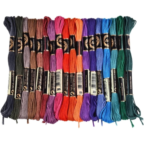 18 Skeins 6 Strands Hand Variegated Embroidery Floss Gradient Stitch Thread Polyester Friendship Bracelet String Yarn Bracelets Threads Bulk for Sewing Knitting Craft Crochet Stitching Colorful