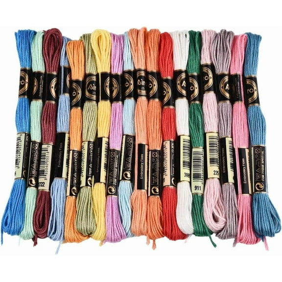 18 Skeins 6 Strands Rainbow Color Embroidery Thread Colorful Variegated Friendship Bracelet String Polyester Gradient Cross Stitch Floss Yarn Threads Bulk