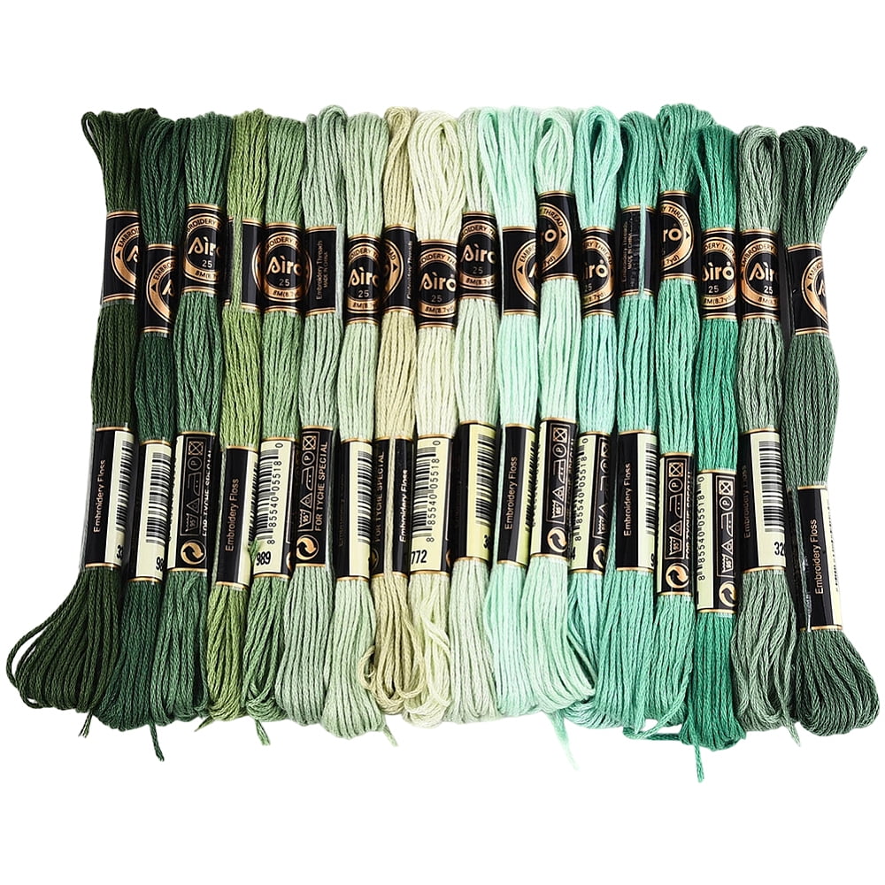 18 Skeins 6 Strands Variegated Green Embroidery Floss Gradient Stitch ...