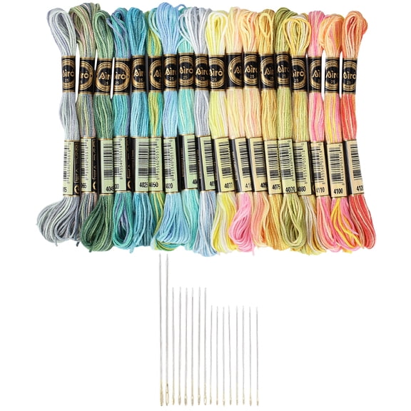 18 Skeins Candy Color Embroidery Floss Variegated Colorful Friendship Bracelet String Polyester Stitch Yarn Thread Bulk with 16PCS Needles Kit
