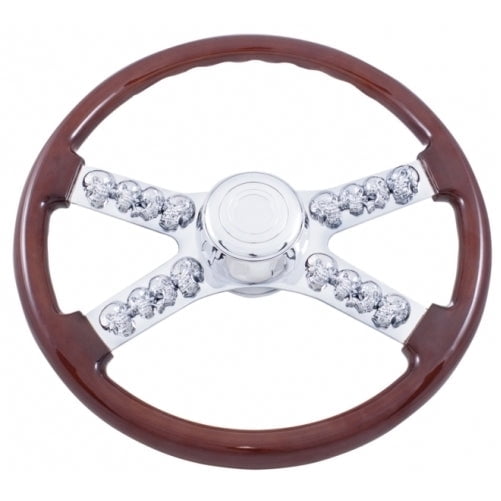 18" Skull Steering Wheel with Hub and Horn Button - Fits Various International