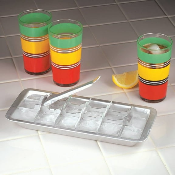 18 Slot Stainless Steel Ice Cube Tray with Easy Release Lever Handle Retro Style Fast Freezing Silver