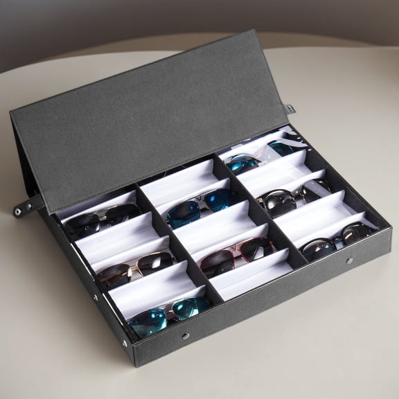 18-Slot Sunglasses Organizer Tray, Multi-Eyewear Display & Storage Case