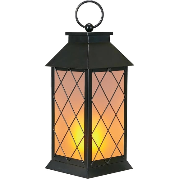 18" Solar Lanterns Outdoor Waterproof, Glass Flickering Flame Lantern Large Hanging Metal Decorative for Patio Garden Backyard Outside Tabletop Mothers Day Gifts Mom