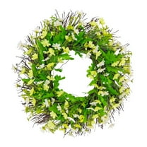 18" Spring Wreath for Front Door - Artificial Boxwood & Daisy Floral All-Season Farmhouse Decor for Indoor/Outdoor Door,Window,Porch,Wedding,Home Office